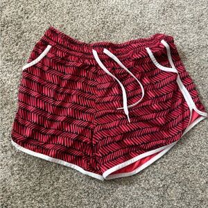 Women's Under Amour Red Patterned Athletic Shorts with White Trim